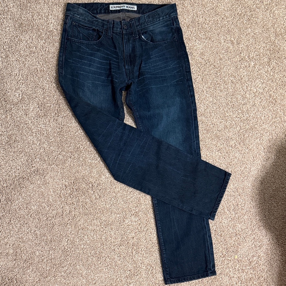 Express Men’s Dark Indigo Slim Straight Jeans 30x32
